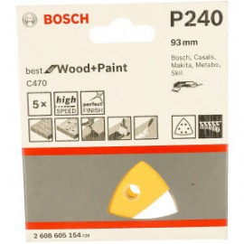Bosch 2608605154 Шлифлист по дереву на липучке 5 шт. 93х93 мм К240