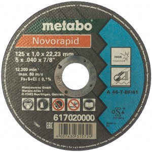 Круг отрезной по нержавеющей стали Novorapid (125x1.0х22.2 мм) Metabo 617020000