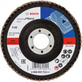 Bosch 2608603712 Круг шлифовальный лепестковый X431 Standard for Metal (115 мм; K40; прямой)