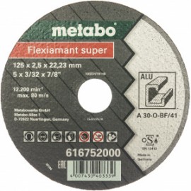 Круг отрезной Flexiamant Super по алюминию(125х22,2 мм) А30О Metabo 616752000