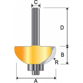 Фреза внешний радиус Галтель (15.5х9.5х8х32 мм; R3 мм; S8 мм; 2Т) Makita D-11433