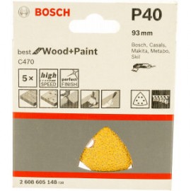 Bosch 2608605148 Шлифлист по дереву (93 мм; К40; 5 шт.)