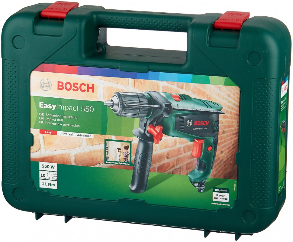 Bosch 0603130020 Дрель ударная EasyImpact 550 Case 550 Вт