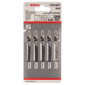 Bosch 2608636431 Пилки T101BIF 5 шт. для лобзиков (59 мм; хвостовик с 1 упором; чистый пропил; BIM)