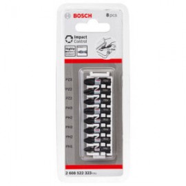 Bosch 2608522323 Набор ударных бит Impact Control (PH1, PH2, PH3, PZ2, PZ3; 25 мм) 8 шт.