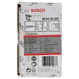 Bosch 2608200528 Штифты SK64-20 G для гвоздезабивателя GSK 18 V-LI 2000 шт. (32х2,8х1,35 мм)