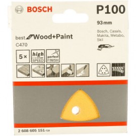 Bosch 2608605151 Шлифлист для дельташлифмашин 5 шт. (93 мм; К100)
